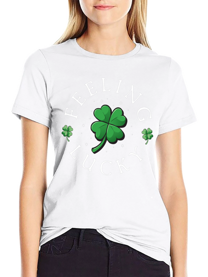 Camiseta Negra Feeling Lucky con Trébol de la Suerte