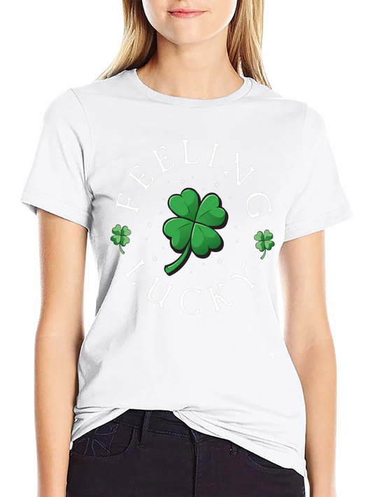 Camiseta Negra Feeling Lucky con Trébol de la Suerte