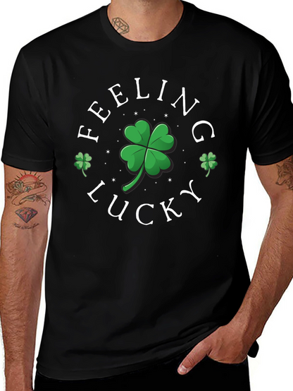 Camiseta Negra Feeling Lucky con Trébol de la Suerte