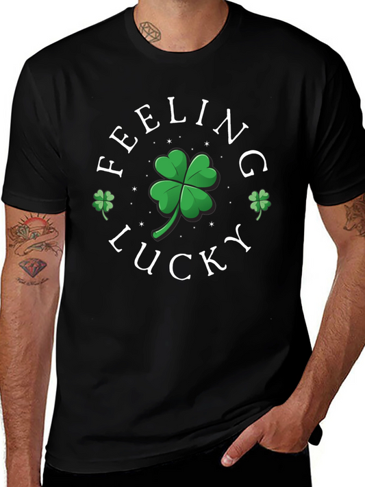 Camiseta Negra Feeling Lucky con Trébol de la Suerte