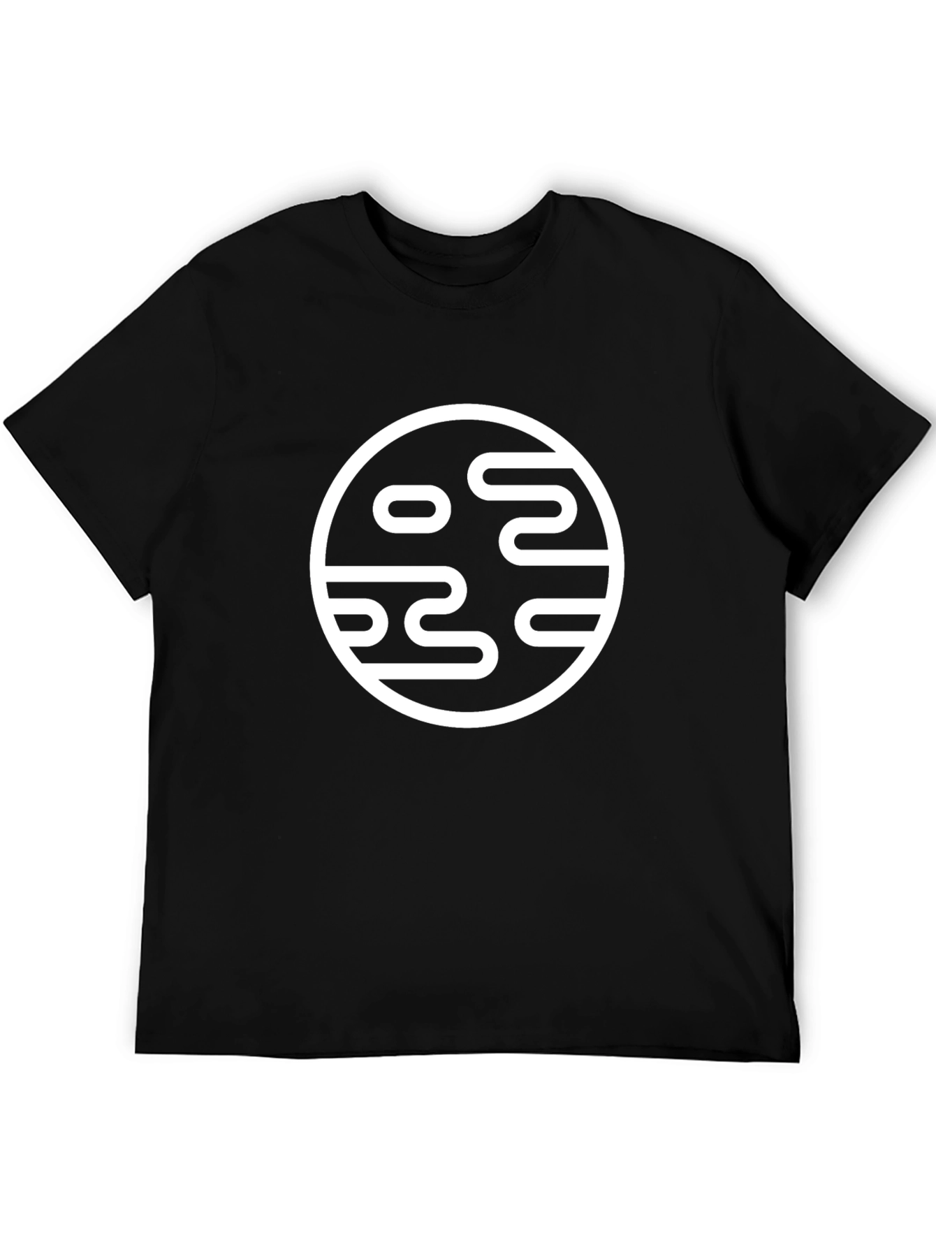 Camiseta Negra con Diseño Circular Abstracto