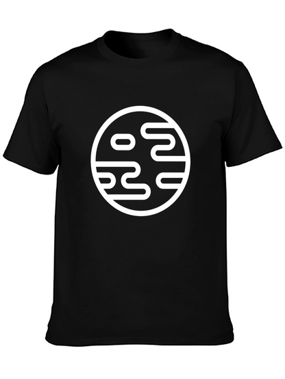 Camiseta Negra con Diseño Circular Abstracto