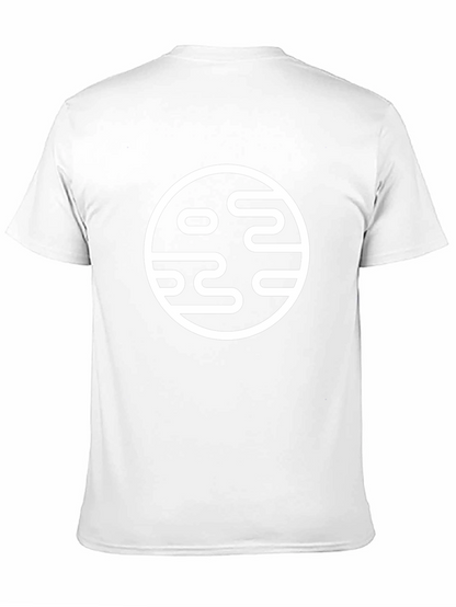 Camiseta Negra con Diseño Circular Abstracto