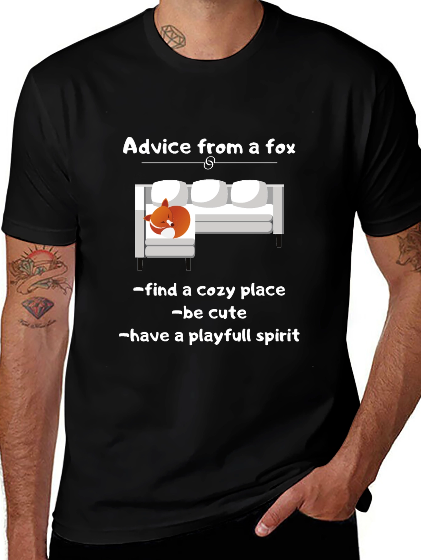 Camiseta Negra Consejos de un Zorro Unisex