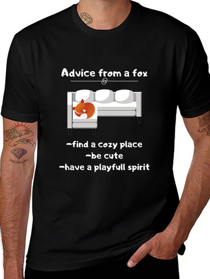 Camiseta Negra Consejos de un Zorro Unisex