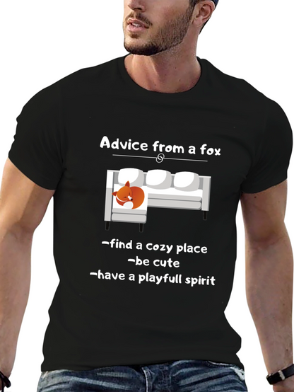 Camiseta Negra Consejos de un Zorro Unisex