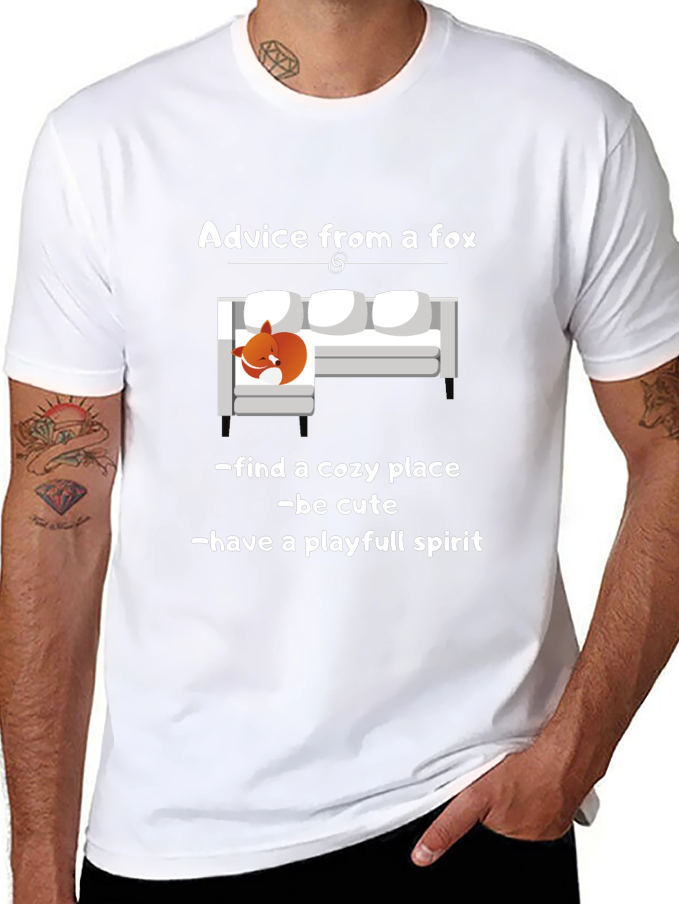 Camiseta Negra Consejos de un Zorro Unisex