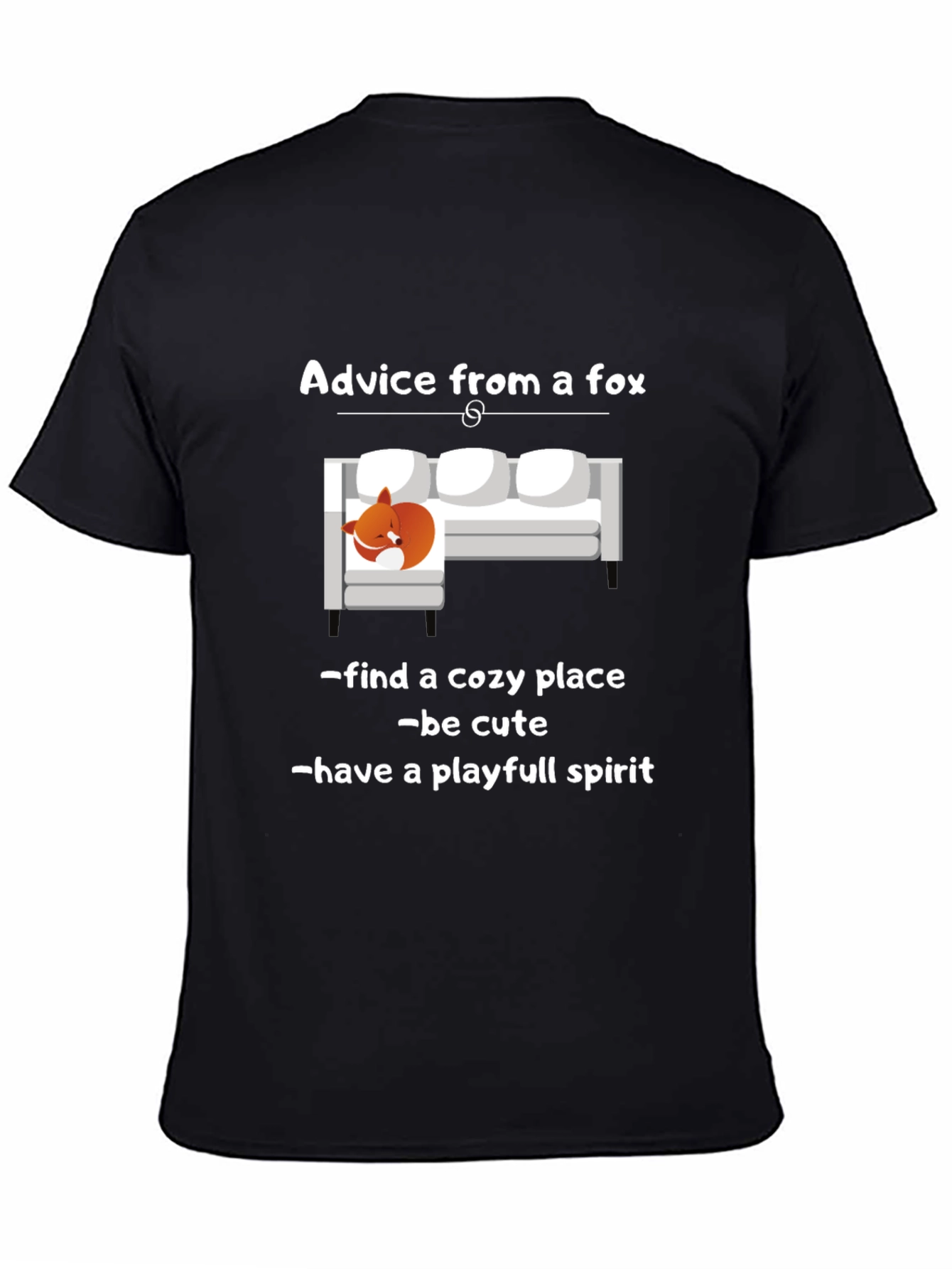 Camiseta Negra Consejos de un Zorro Unisex