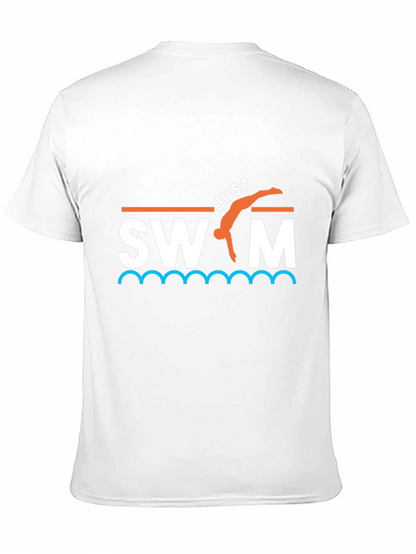 Camiseta Negra Just Swim Divertida para Natación