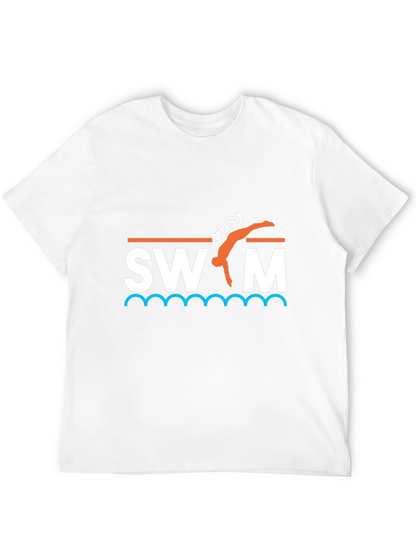 Camiseta Negra Just Swim Divertida para Natación