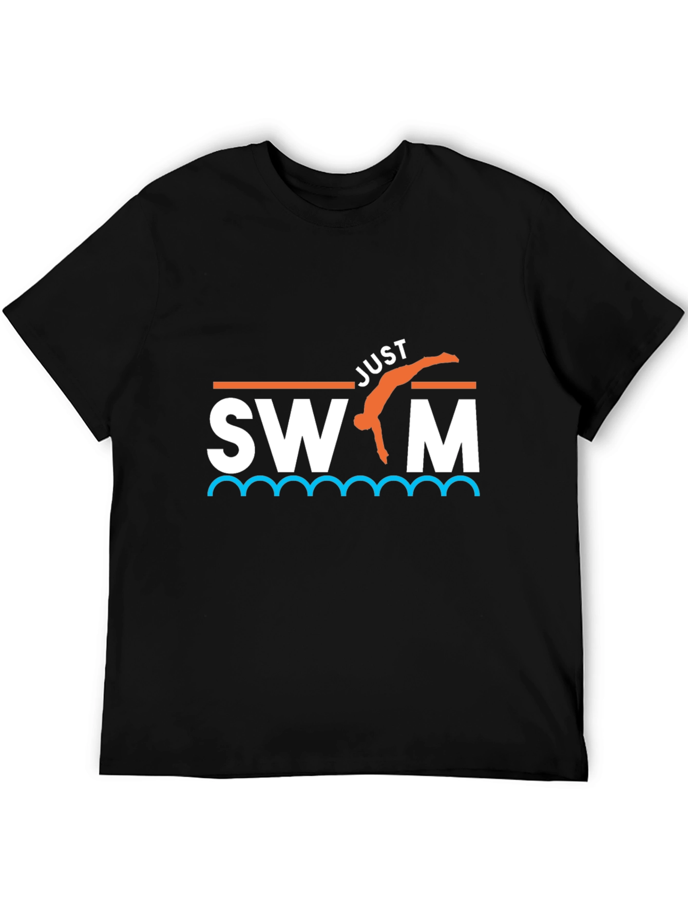 Camiseta Negra Just Swim Divertida para Natación