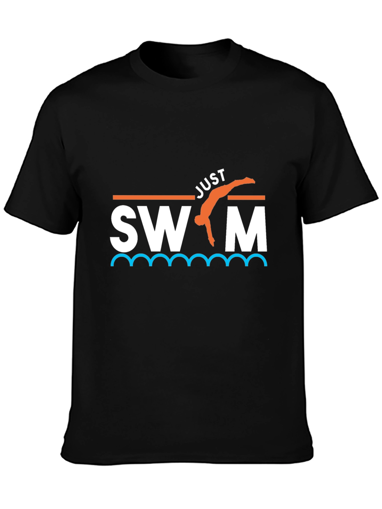 Camiseta Negra Just Swim Divertida para Natación