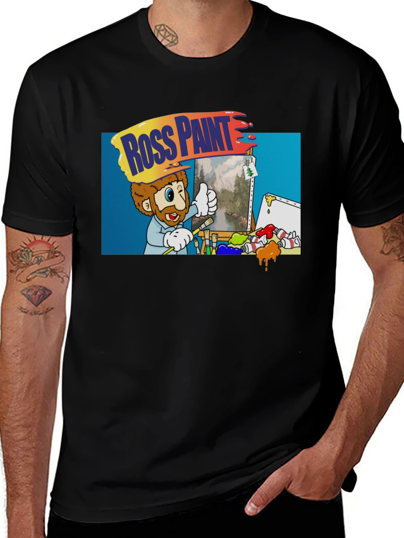 Camiseta Negra: Ross Paint Art