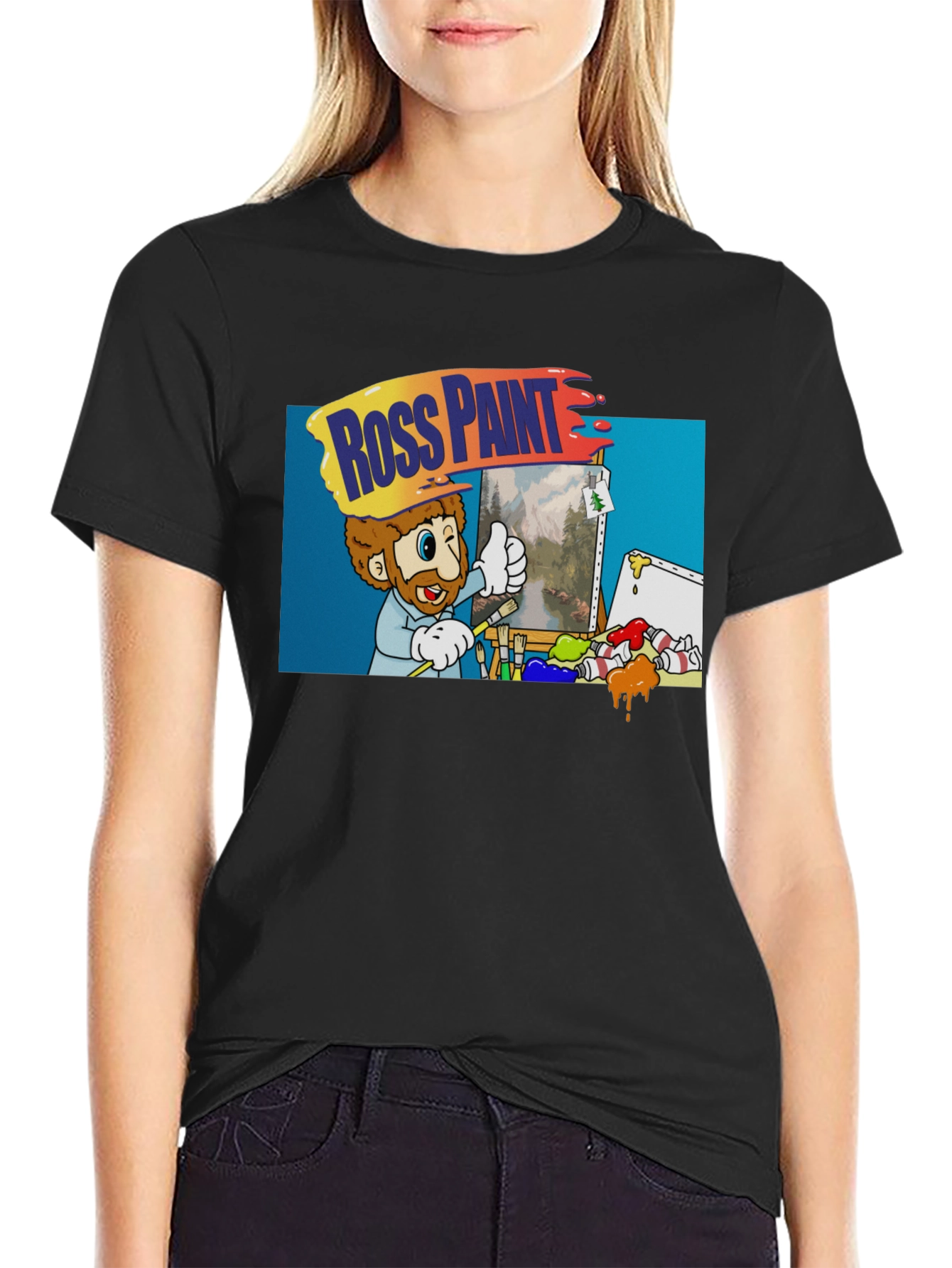 Camiseta Negra: Ross Paint Art