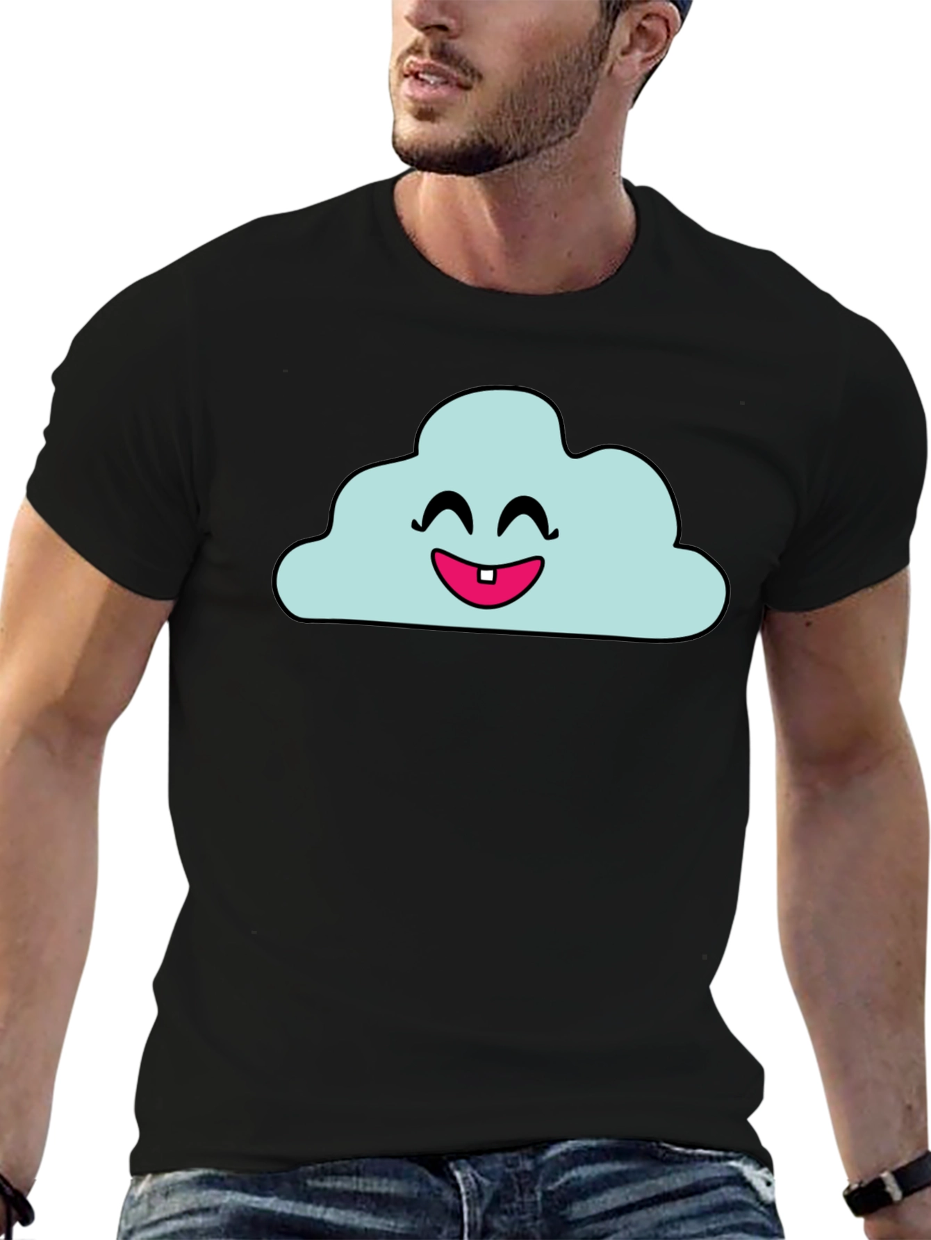 Camiseta Negra con Nube Sonriente