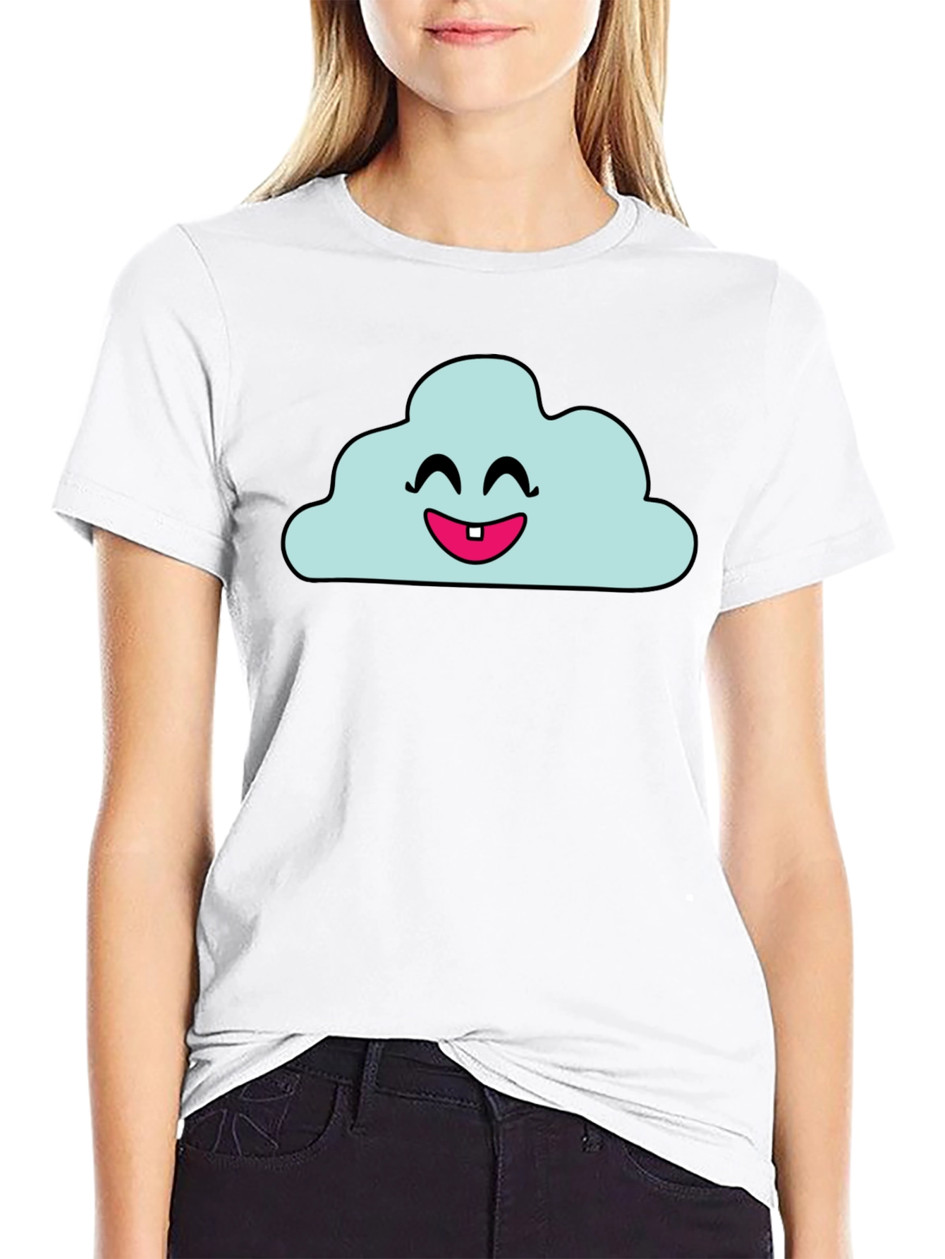 Camiseta Negra con Nube Sonriente