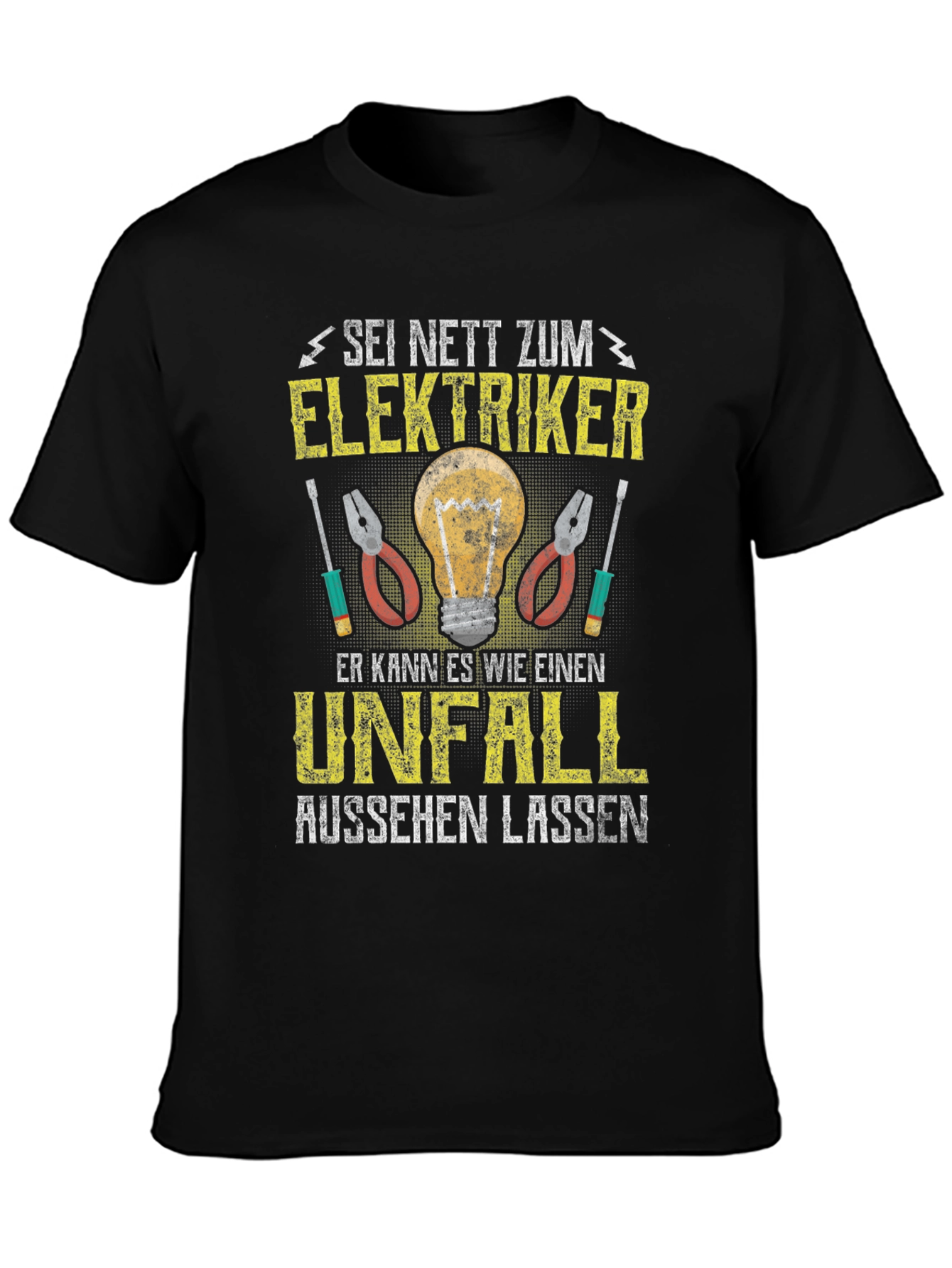 Camiseta Negra con Diseño Eléctrico Gracioso