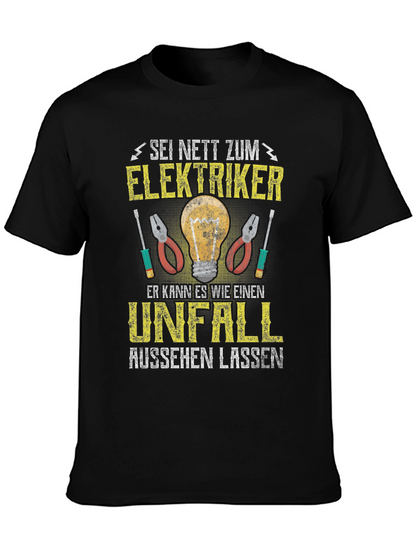 Camiseta Negra con Diseño Eléctrico Gracioso