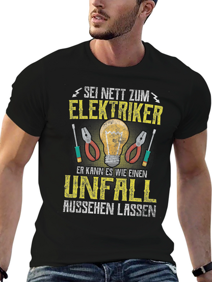Camiseta Negra con Diseño Eléctrico Gracioso