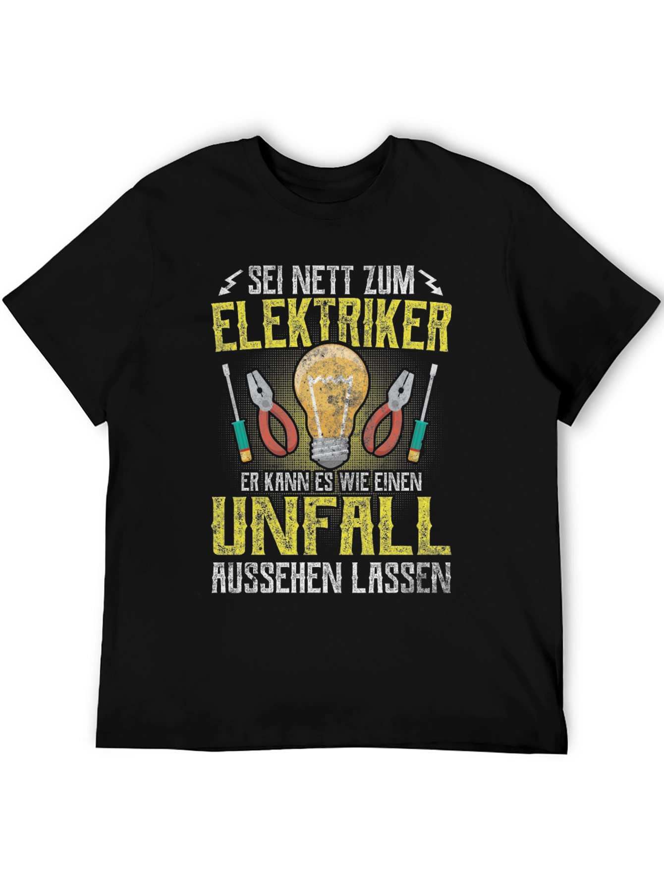 Camiseta Negra con Diseño Eléctrico Gracioso