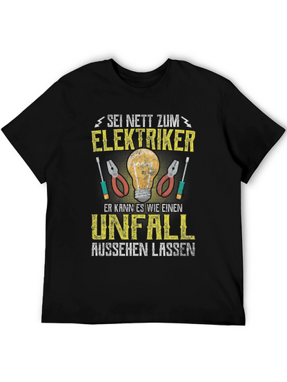 Camiseta Negra con Diseño Eléctrico Gracioso