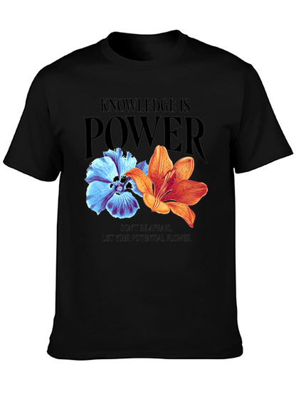 Camiseta Negra Flores: Conocimiento es Poder