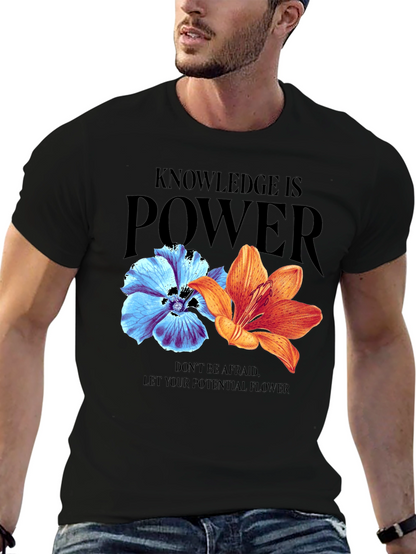 Camiseta Negra Flores: Conocimiento es Poder