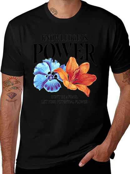 Camiseta Negra Flores: Conocimiento es Poder