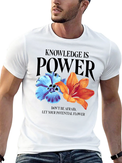Camiseta Negra Flores: Conocimiento es Poder