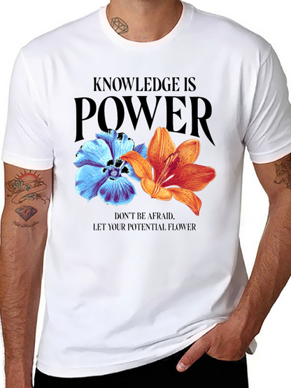 Camiseta Negra Flores: Conocimiento es Poder