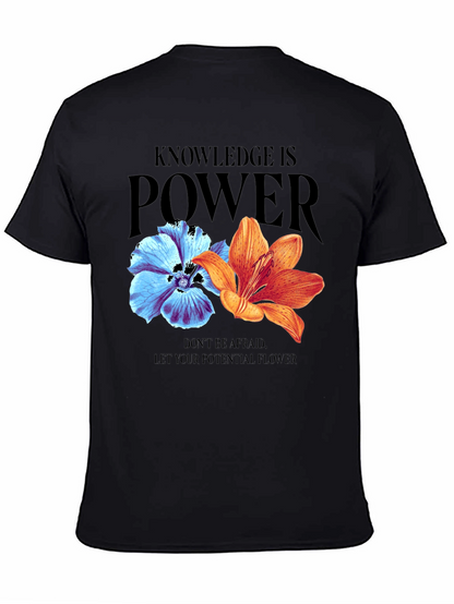 Camiseta Negra Flores: Conocimiento es Poder