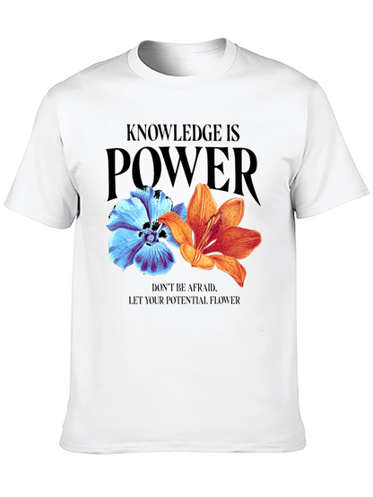 Camiseta Negra Flores: Conocimiento es Poder