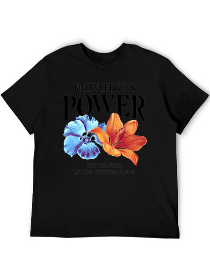 Camiseta Negra Flores: Conocimiento es Poder
