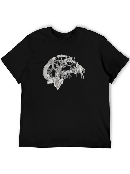 Camiseta Negra con Diseño Abstracto de Cráneo
