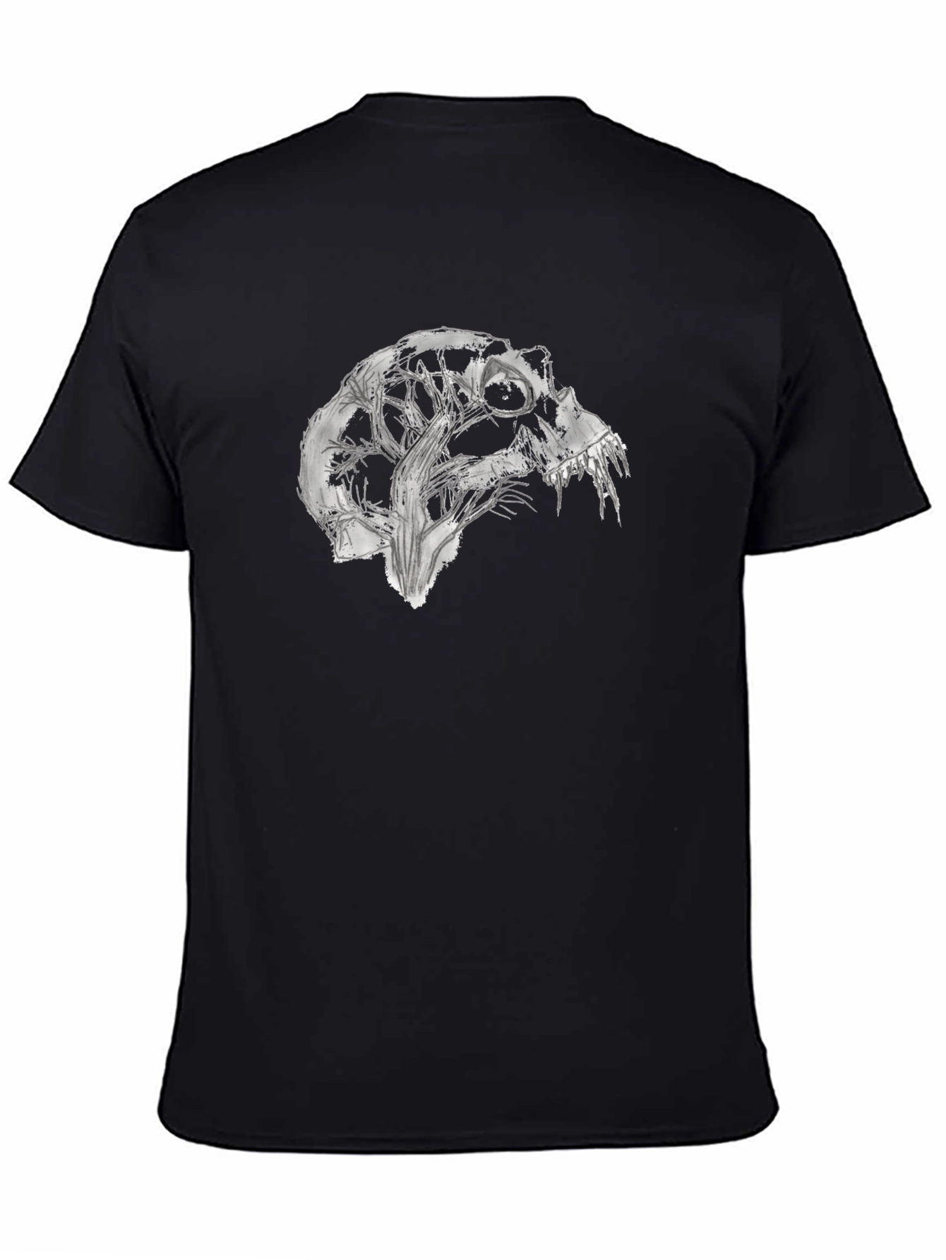 Camiseta Negra con Diseño Abstracto de Cráneo