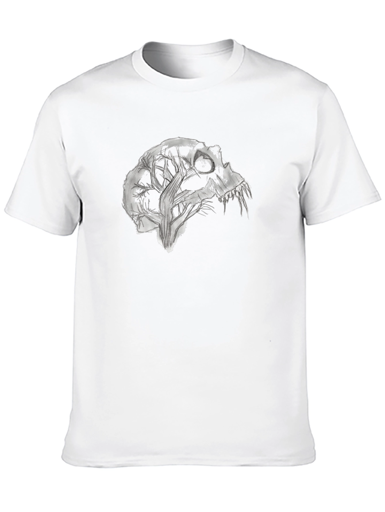 Camiseta Negra con Diseño Abstracto de Cráneo