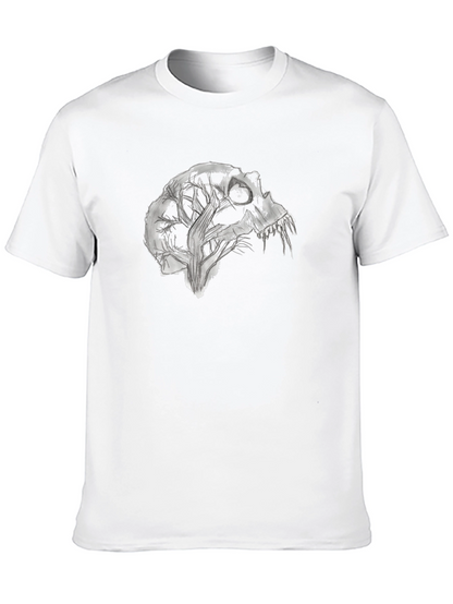 Camiseta Negra con Diseño Abstracto de Cráneo