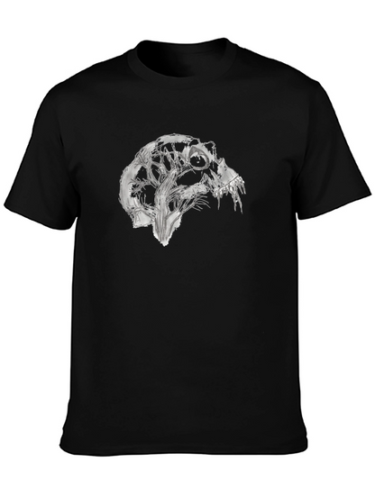 Camiseta Negra con Diseño Abstracto de Cráneo