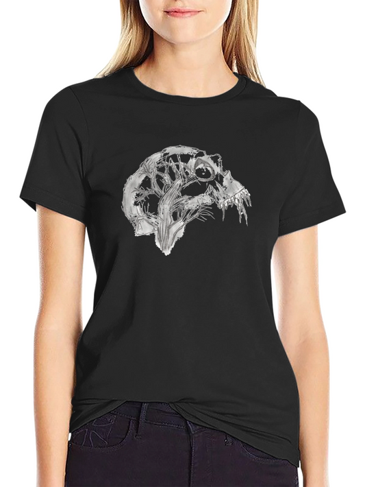 Camiseta Negra con Diseño Abstracto de Cráneo