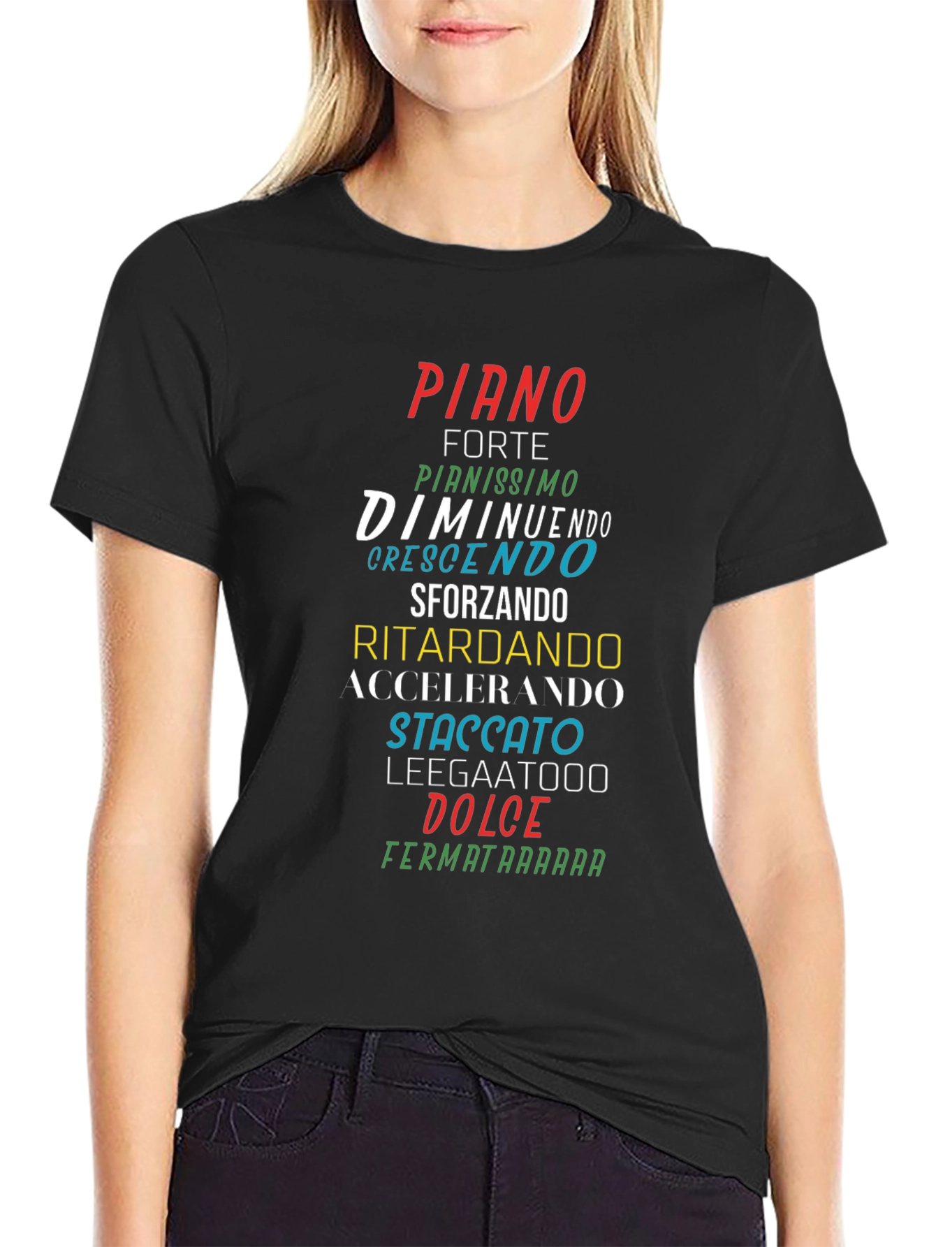 Camiseta Negra con Nombres Musicales en Italiano