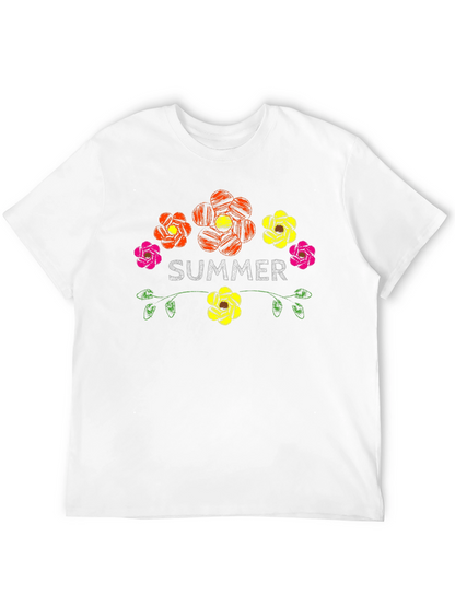 Camiseta Negra Verano Floral Estilo Bordado