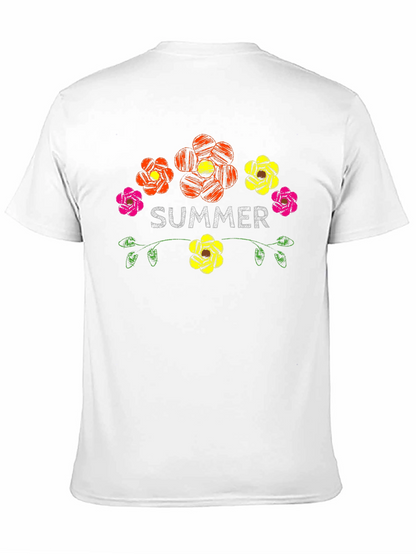 Camiseta Negra Verano Floral Estilo Bordado