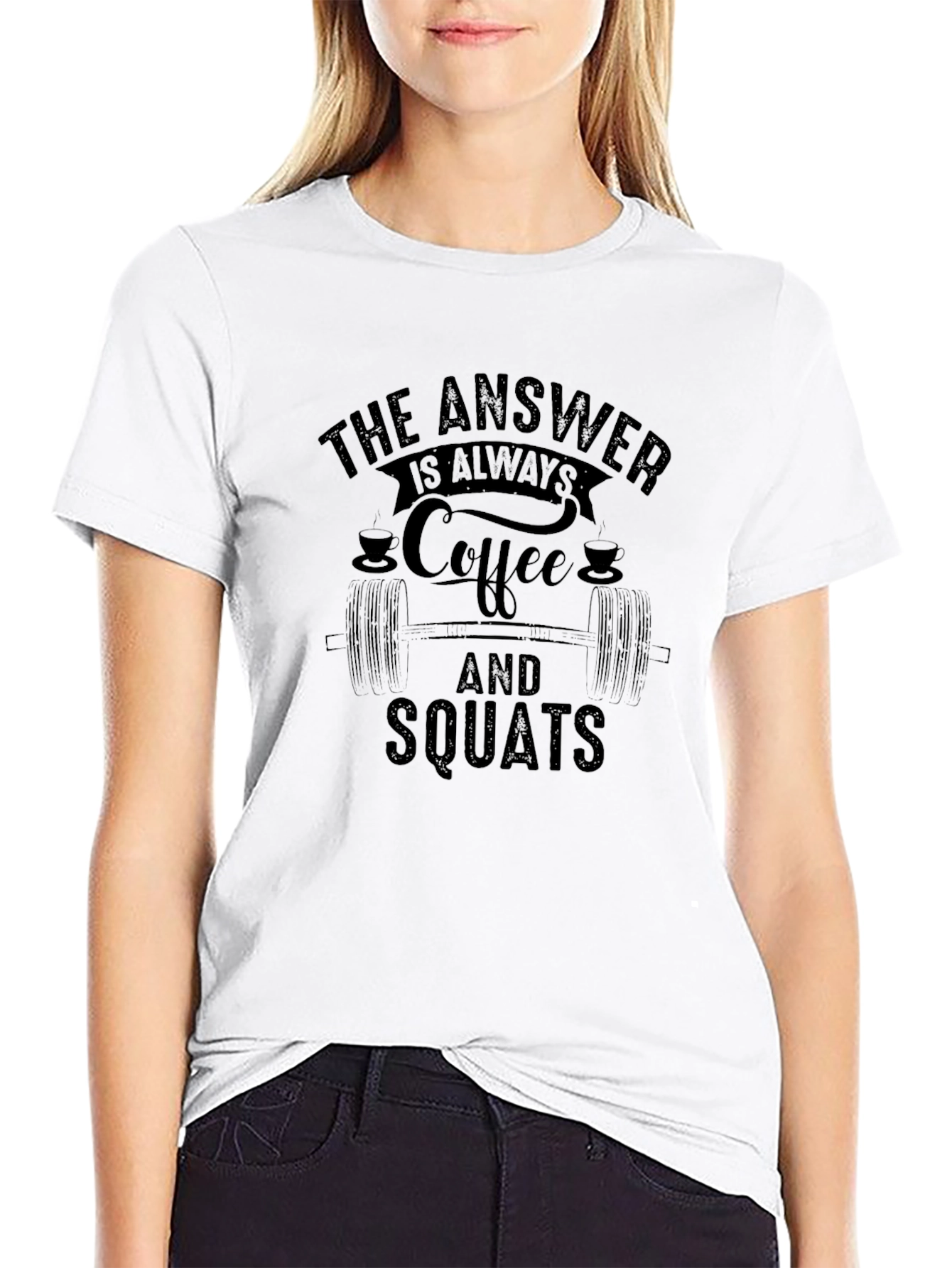 Camiseta Negra: Café y Sentadillas