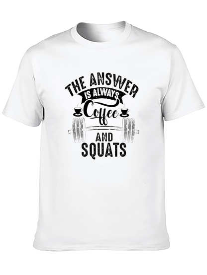 Camiseta Negra: Café y Sentadillas
