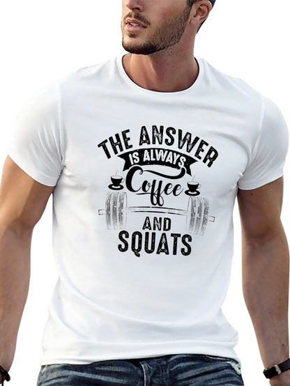 Camiseta Negra: Café y Sentadillas