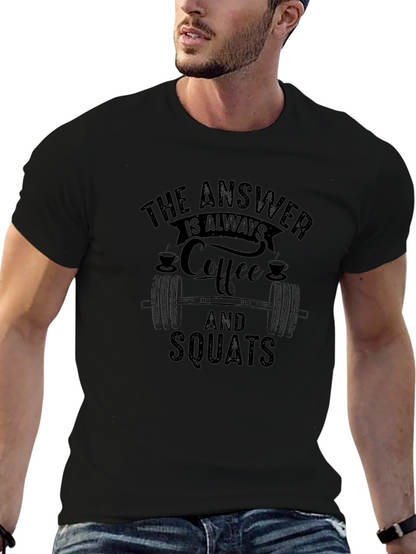 Camiseta Negra: Café y Sentadillas