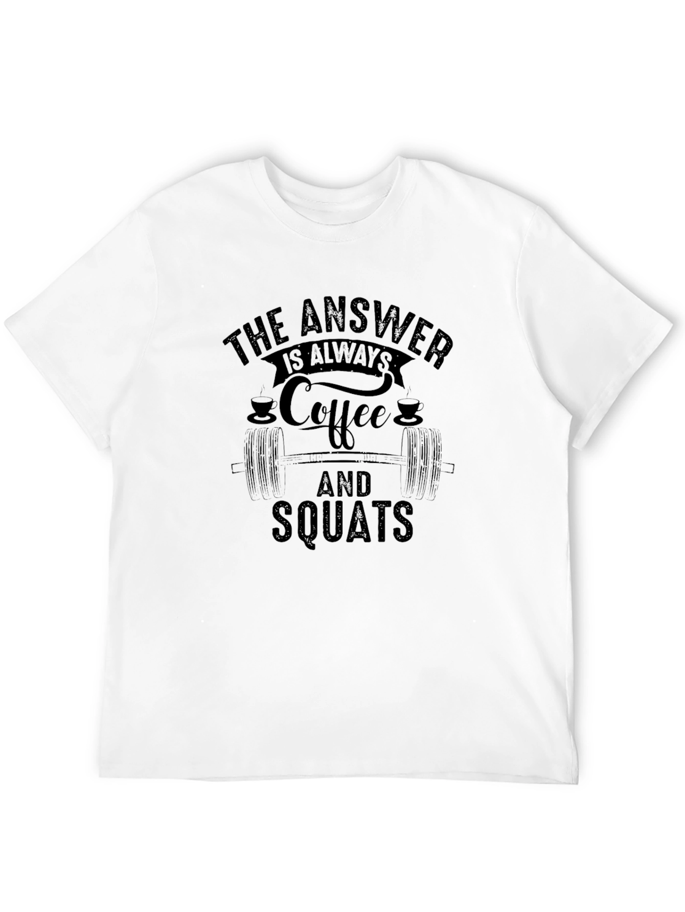 Camiseta Negra: Café y Sentadillas