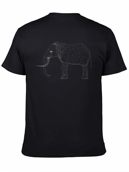 Camiseta Negra con Dibujo de Elefante Abstracto