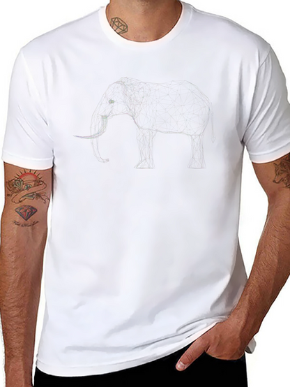 Camiseta Negra con Dibujo de Elefante Abstracto
