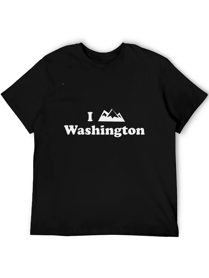 Camiseta Negra Amo Washington - Diseño Montaña